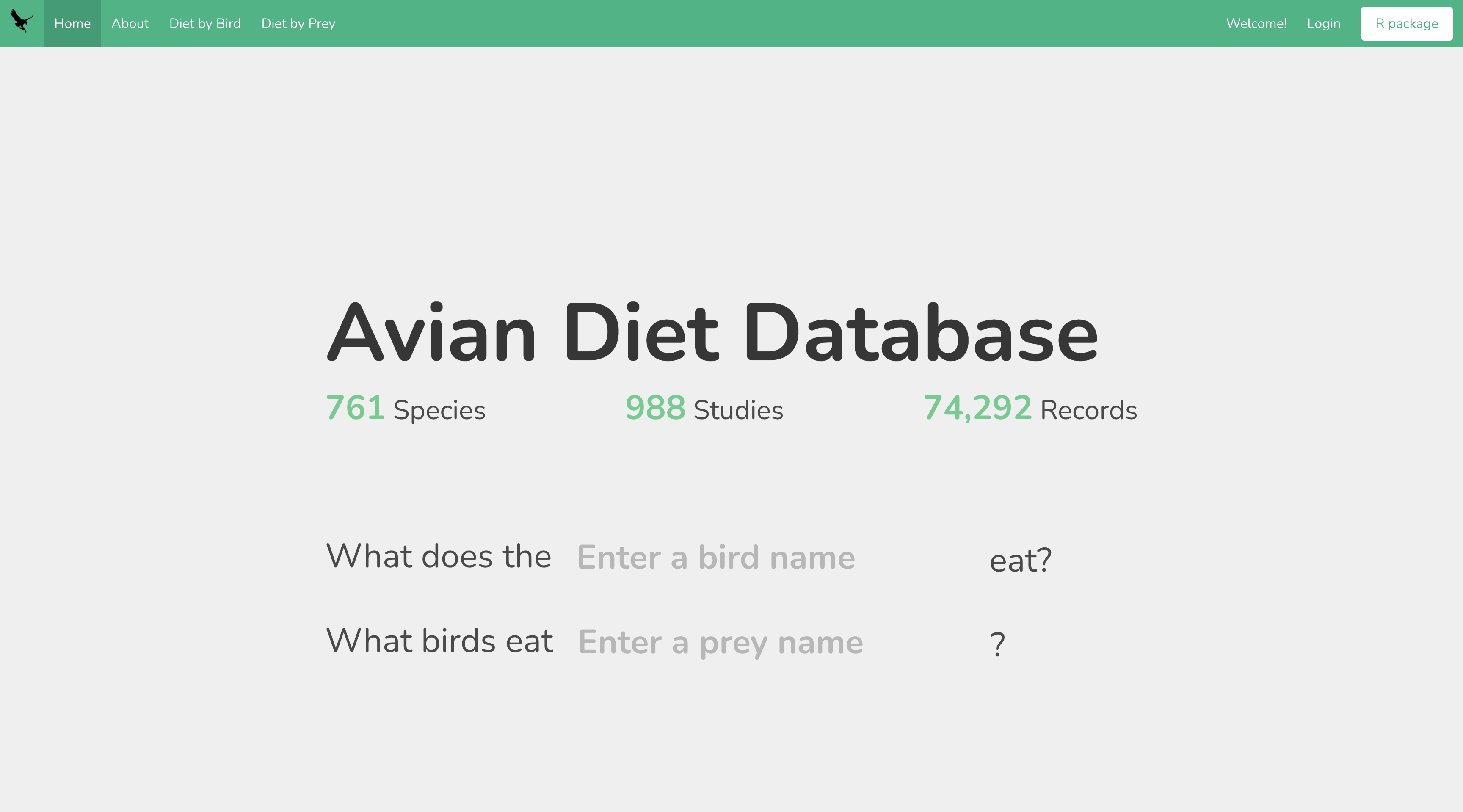 avian diet database snapshot